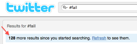Twitter search screen shot